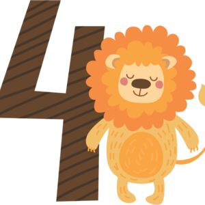 Four Birthday Animal Lion Number 1 Thumbnail