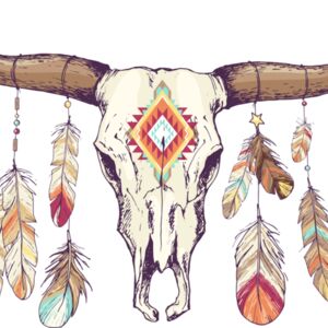Watercolor Tribal Cow Skull Feather 1 Thumbnail