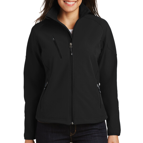 Custom No Minimum Port Authority Ladies Textured Soft Shell Jacket L705 Front View