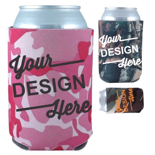 Camo Foam Zone Collapsible Can Cooler - One Color Front and Back Print Thumbnail