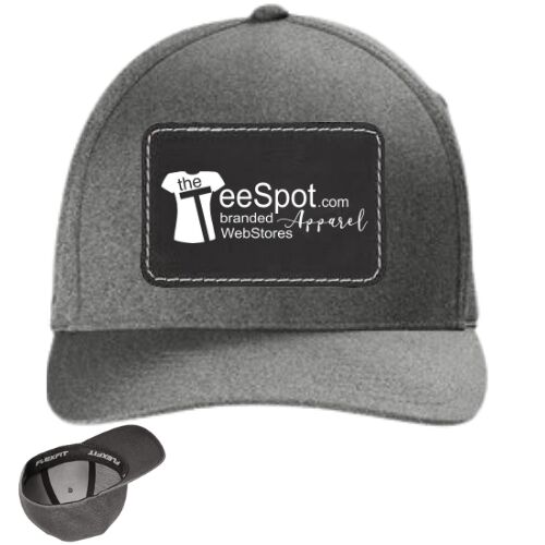 Leather Patch  Flexfit ® Melange Unipanel ™ Cap Gray with Black Patch (limited stock) Thumbnail